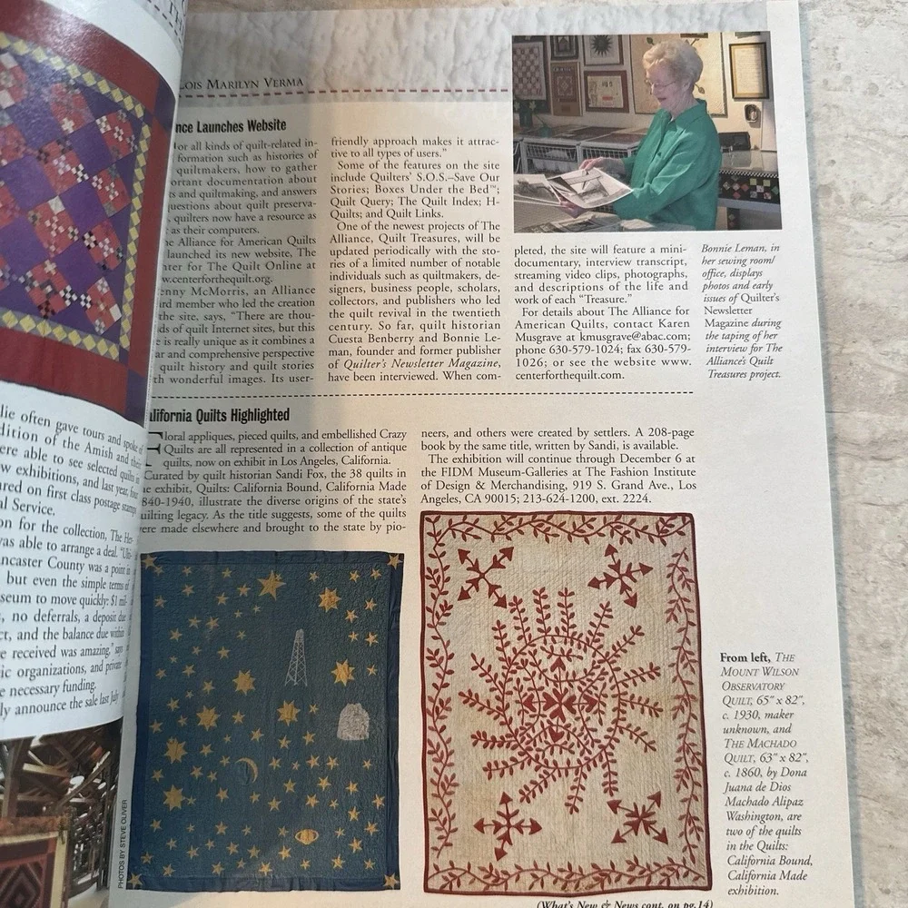 Vintage Quilter's‎ Newsletter Magazine Quilt Design Projects Nov 2002 Issue (H)